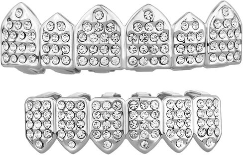 JINAO Grillz Teeth Caps 18K Gold Plated Iced Out Czech Diamond Grills for Your Teeth for Men Women in Saudi Arabia