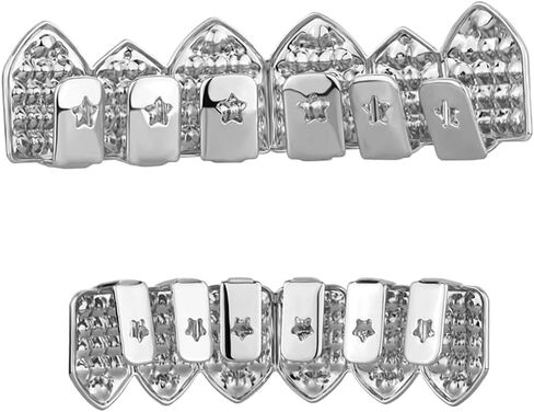 JINAO Grillz Teeth Caps 18K Gold Plated Iced Out Czech Diamond Grills for Your Teeth for Men Women in Saudi Arabia