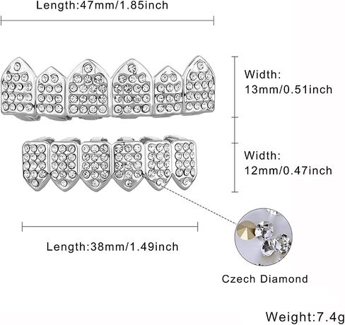 JINAO Grillz Teeth Caps 18K Gold Plated Iced Out Czech Diamond Grills for Your Teeth for Men Women in Saudi Arabia