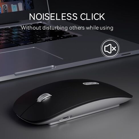 ماوس لاسلكي Uiosmuph G15، ماوس كمبيوتر قابل لإعادة الشحن USB C، ماوس نحيف صامت 2.4 جيجا هرتز بصري مع مستقبل USB نانو وجهاز استقبال من النوع C لأجهزة الكمبيوتر المحمول/Mac/PC أرجواني in Kuwait