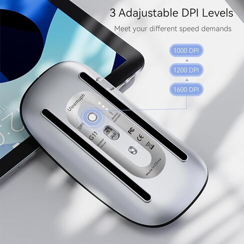 ماوس لاسلكي Uiosmuph G15، ماوس كمبيوتر قابل لإعادة الشحن USB C، ماوس نحيف صامت 2.4 جيجا هرتز بصري مع مستقبل USB نانو وجهاز استقبال من النوع C لأجهزة الكمبيوتر المحمول/Mac/PC أرجواني in Kuwait