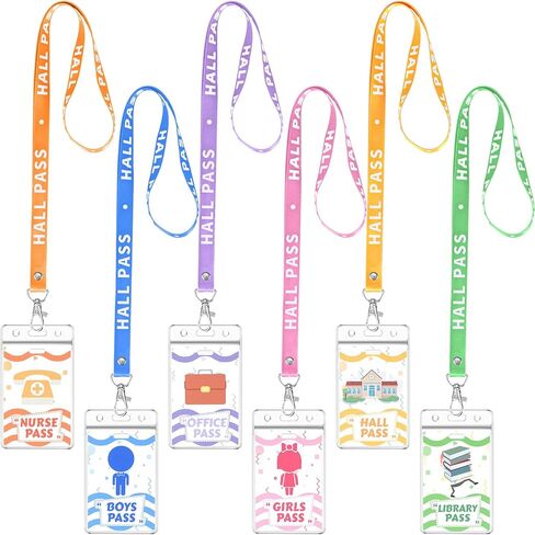 10 Set Hall Passes for Classrooms Hall Pass Lanyards Colorful Unbreakable School Passes for Hall Restroom Library Nurse Boy Girl Office School Classroom Supplies in Saudi Arabia