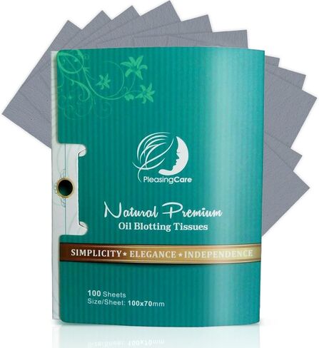 Natural Face Oil Blotting Paper - Bamboo Charcoal 100 Counts, Easy Dispensing Oil Absorbing Sheets, Premium Handy Facial Blotting Papers - Face Skin Care or Beauty Make Up Must Have in Saudi Arabia