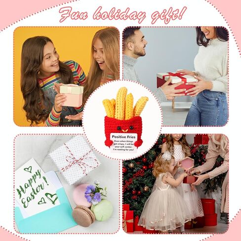 Funny Positive Fries, 3.94 Inch Positive Potato Creative Cute Wool Crochet Doll Knitted Toy with Positive Card Emotional Support Gift for Friends Kids Holiday Birthday Decor Encouragement in Saudi Arabia