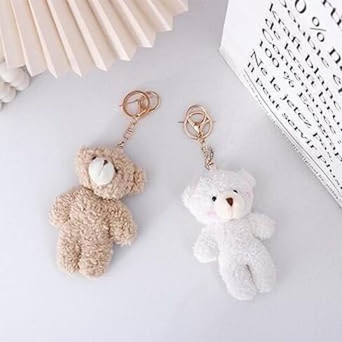 2Pcs Brown Bear Pink Heart Mini Plush Keychain, Plush Keychain Soft Cotton Key Chain DIY Keychain Crafts Stuffed Animals, Bear Keychain, Car Accessories, Car Keychain in Saudi Arabia
