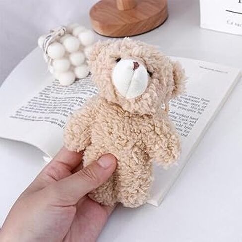 2Pcs Brown Bear Pink Heart Mini Plush Keychain, Plush Keychain Soft Cotton Key Chain DIY Keychain Crafts Stuffed Animals, Bear Keychain, Car Accessories, Car Keychain in Saudi Arabia