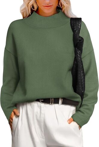 XIEERDUO Fall Sweaters for Women 2024 Turtleneck Oversized Batwing Long Sleeve Knit Pullover Plain/Color Block in Saudi Arabia