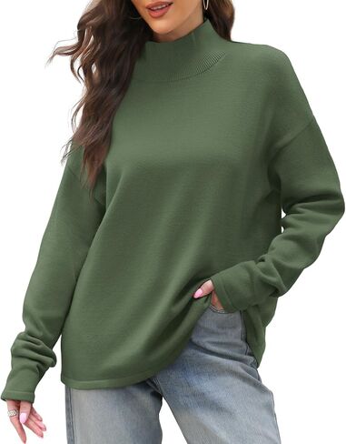 XIEERDUO Fall Sweaters for Women 2024 Turtleneck Oversized Batwing Long Sleeve Knit Pullover Plain/Color Block in Saudi Arabia