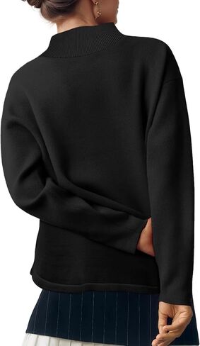 XIEERDUO Fall Sweaters for Women 2024 Turtleneck Oversized Batwing Long Sleeve Knit Pullover Plain/Color Block in Saudi Arabia