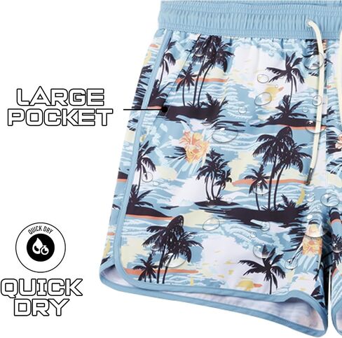 BRISIRA Mens Short Swim Trunks with Compression Liner Retro Vintage 8090s Bathing Suit Swim Board Shorts Swimwear Quick Dry in Saudi Arabia