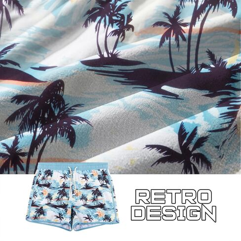 BRISIRA Mens Short Swim Trunks with Compression Liner Retro Vintage 8090s Bathing Suit Swim Board Shorts Swimwear Quick Dry in Saudi Arabia