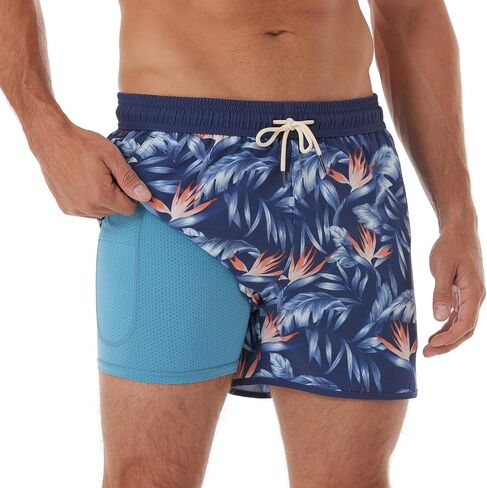 BRISIRA Mens Short Swim Trunks with Compression Liner Retro Vintage 8090s Bathing Suit Swim Board Shorts Swimwear Quick Dry in Saudi Arabia