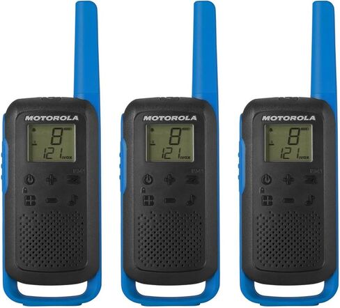 حلول موتورولا، FRS محمول، T210TP، Talkabout، أجهزة راديو ثنائية الاتجاه، قابلة لإعادة الشحن، 22 قناة، 20 ميل، أسود مع أحمر، 3 عبوات in Saudi Arabia