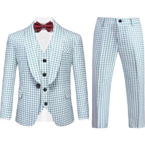 Boys Plaid 3-Piece Slim Fit Suit - Kids Tuxedo for Formal Occasions, Wedding, and Graduation Dress Outfit
