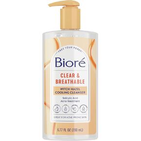 Biore Clear & Breathable Cooling Cleanser, Acne Treatment for Face, Face Scrub for Oily Skin, Salicylic Acid Cleanser, 6.77 Oz