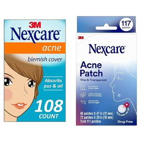 Nexcare Acne Cover, Skin Cover Absorbs Pus and Oil from Clogged Pores, Suitable Skincare & Thin and Transparent Acne Patch, Skin Cover Absorbs Pus and Oil from Clogged Pores