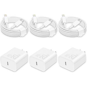 for iPhone 14 13 12 11 Charger Fast Charging [3+3 Pack], [MFi-Certified] 20W USB-C Wall Charger Cube with 6Ft Fast Charging Cable Compatible with iPhone 14/13/12/11/X/XR/8/7, iPad & More