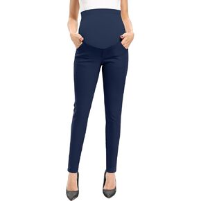 POSHGLAM Women's Maternity Pants for Work Casual Pull-on Stretch Comfy Slim Skinny Pants