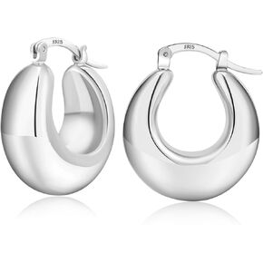 PABBEU Chunky Gold Hoop Earrings for Women 14k Gold Plated Oval Hoop Earrings Lightweight Gold Thick Hoop Earrings Hypoallergenic Gold Chunky Hoop Earrings Jewelry for Girls Women in Kuwait