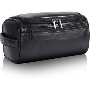 Toiletry Bag for Men, Hanging Travel Shaving Dopp Kit for Men and Women, Water-resistant Toiletries Organizer Bags, PU Leather Cosmetic Bags for Makeup Accessories (Light Brown)