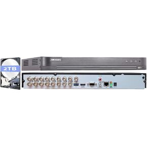 HIK 16CH 8MP 4K DVR iDS-7216HUHI-M2/S AcuSense 16 Channel Supports 8MP HD-TVI & CVI/5MP AHD HD Analog Coax +8 IP Channels (HDD not Included) H.265+ Compatible with Hikvision Hik-Connect APP