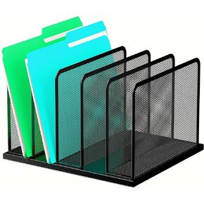 Kuntine.B Desk File Organizer 5 Sections Upright Mesh Desktop Organizer File Sorter Office Organization File Holder for Home, Office & Classroom