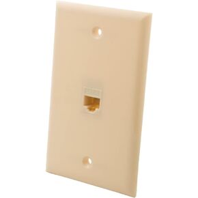 Coax Ethernet Wall Plate Ivory - CAT6 RJ45 Coaxial Cover Plate Female to Female - 1 Ethernet Port + 1 Coax TV Cable F-Type Connector