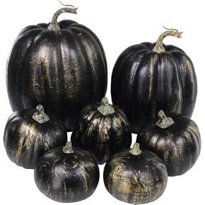 7 Pcs Assorted Sizes Fall Artificial Pumpkins Harvest Pumpkins Faux Foam Pumpkins for Fall Autumn Season Halloween Thanksgiving Harvest Holiday Season Festive Tabletop Decoration (White)