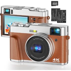 4K Digital Camera for Photography Autofocus, 48MP YouTube Vlogging Camera with 2.8" Screen, 16X Digital Zoom Video Camera Anti-Shake with 32GB SD Card, Compact Point and Shoot Travel Cameras for Gifts