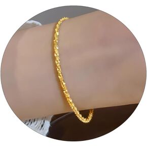 VOPIPO Gold Bracelets for Women Girls 14K Gold Plated Dainty Gold Cross Bracelet for Women Adjustable Cute Circle Link Chain Bracelets Fashion Trendy Jewelry Gifts