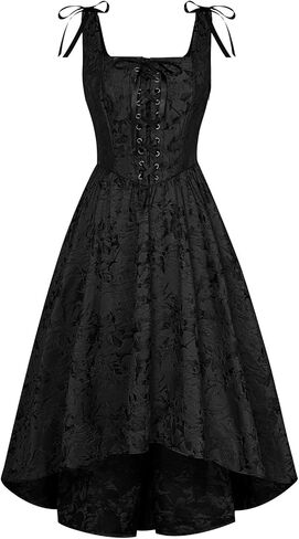 Scarlet Darkness Floral Jacquard Corset Dress Square Neck Metallic Victorian Gothic Dresses in Saudi Arabia