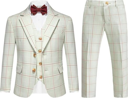 Boys Plaid 3-Piece Slim Fit Suit - Kids Tuxedo for Formal Occasions, Wedding, and Graduation Dress Outfit in Saudi Arabia