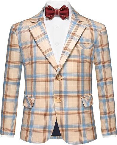 Boys Plaid 3-Piece Slim Fit Suit - Kids Tuxedo for Formal Occasions, Wedding, and Graduation Dress Outfit in Saudi Arabia