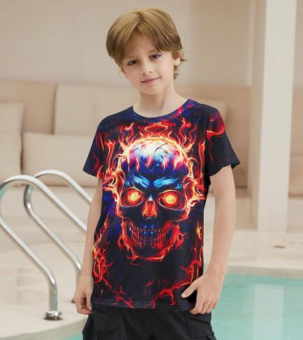 Kids Funny Graphic Polyester Colorful T Shirt for Boys Girls Size 4-14 in Saudi Arabia