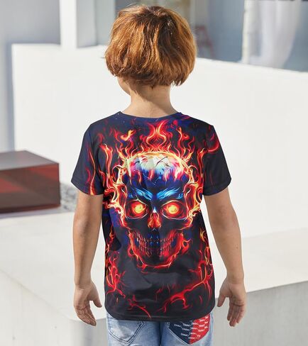Kids Funny Graphic Polyester Colorful T Shirt for Boys Girls Size 4-14 in Saudi Arabia