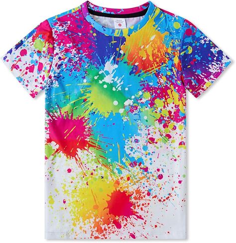 Kids Funny Graphic Polyester Colorful T Shirt for Boys Girls Size 4-14 in Saudi Arabia