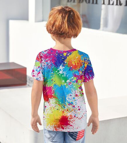 Kids Funny Graphic Polyester Colorful T Shirt for Boys Girls Size 4-14 in Saudi Arabia