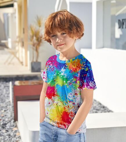 Kids Funny Graphic Polyester Colorful T Shirt for Boys Girls Size 4-14 in Saudi Arabia