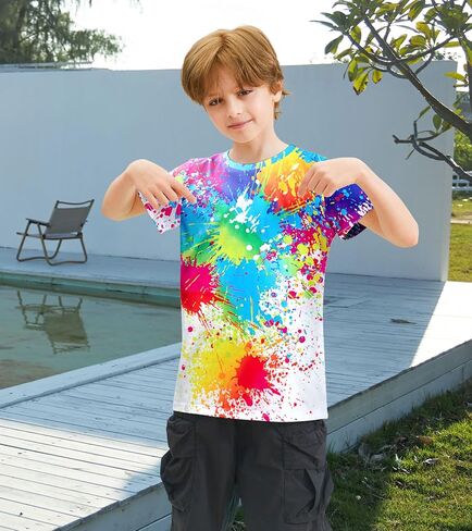 Kids Funny Graphic Polyester Colorful T Shirt for Boys Girls Size 4-14 in Saudi Arabia