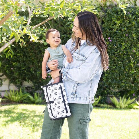 Disney Baby by J.L. Childress Full Body Portable Changing Pad - Disney Travel Essential - Padded, Waterproof, Foldable Diaper Changing Pad - Extra-Large 19" x 30" - Mickey Mouse Black in Kuwait