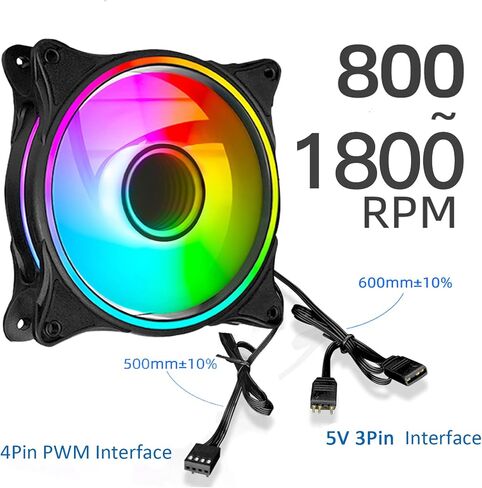 120mm Computer PC Cooling Fan White LED Game Case Cooler Fan Quiet 12V Computer PC Fan with Triple Light Loop 3-Pack in Kuwait