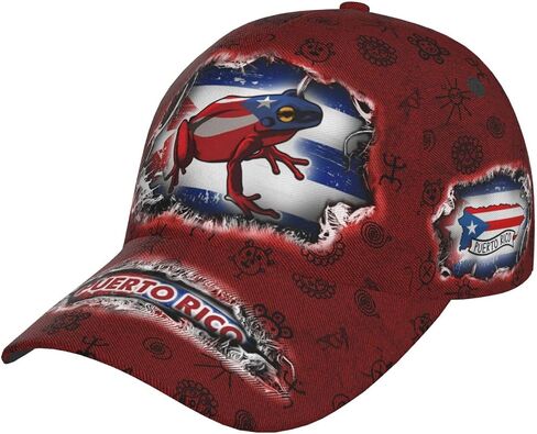 Puerto Rico Flag Baseball Cap Unisex Novelty Frog Printed Hat Map Badge Baseball Hats Puerto Rico Hat for Men and Women in Saudi Arabia