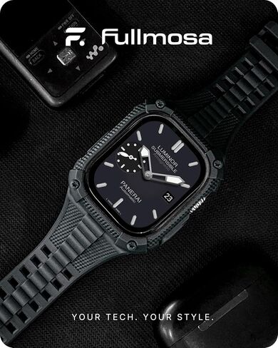 Fullmosa Band with Case for Apple Watch 49/46/45/44/42/41/40mm | Fits iWatch Series 11 10 9 8 7 6 5 4 Ultra SE,TPU Rugged Strap Military Grade Shockproof Bumper Case for Men Women Black in Kuwait