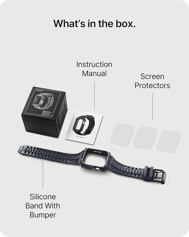 Fullmosa Band with Case for Apple Watch 49/46/45/44/42/41/40mm | Fits iWatch Series 11 10 9 8 7 6 5 4 Ultra SE,TPU Rugged Strap Military Grade Shockproof Bumper Case for Men Women Black in Kuwait