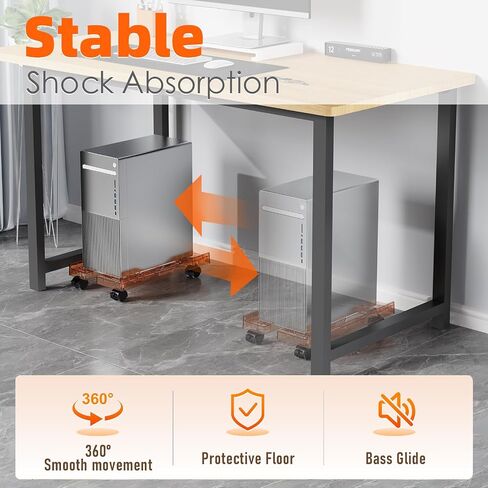 Adjustable Computer Tower Stand with Cooling Fan, Mobile CPU Holder with 4 Rolling Casters, Under Desk CPU Bracket PC Floor Cart PC Riser for Office, Home and Classroom. (Fan Version) in Saudi Arabia