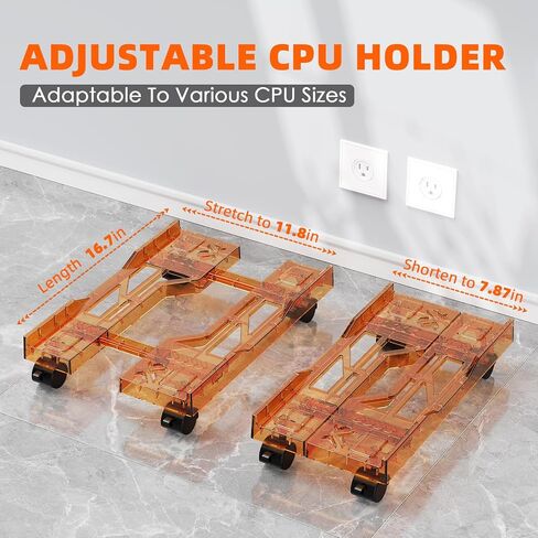 Adjustable Computer Tower Stand with Cooling Fan, Mobile CPU Holder with 4 Rolling Casters, Under Desk CPU Bracket PC Floor Cart PC Riser for Office, Home and Classroom. (Fan Version) in Saudi Arabia
