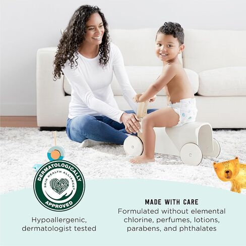 Amazon Brand - Mama Bear Gentle Touch Baby Diapers, Size 5, 27+ lb, Leak Protection, 12 Hours Protection, Wetness Indicator, Hypoallergenic, 132 Count (4 packs of 33) in Saudi Arabia