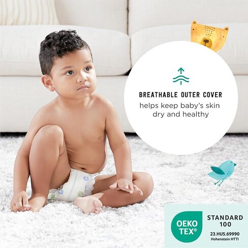 Amazon Brand - Mama Bear Gentle Touch Baby Diapers, Size 5, 27+ lb, Leak Protection, 12 Hours Protection, Wetness Indicator, Hypoallergenic, 132 Count (4 packs of 33) in Saudi Arabia