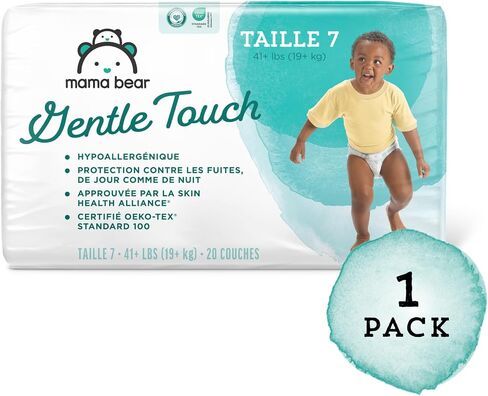 Amazon Brand - Mama Bear Gentle Touch Baby Diapers, Size 5, 27+ lb, Leak Protection, 12 Hours Protection, Wetness Indicator, Hypoallergenic, 132 Count (4 packs of 33) in Saudi Arabia