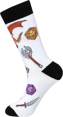Fantasydice 2 أزواج من الزنزانات والتنينات Fantasy Funny Crew Socks للرجال Dnd Gifts جوارب رجالي هدايا Dragon Mimic Paladin Old Ones الجدة dnd Gift Blue Orange Gamer Gifts مقاس 8-12 (الاتحاد الأوروبي 41-45) in Kuwait